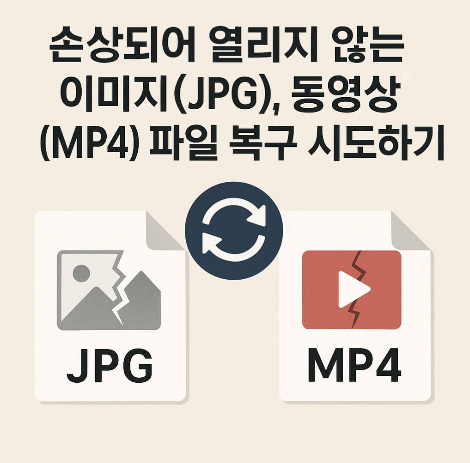 손상되어 열리지 않는 이미지(JPG), 동영상(MP4) 파일 복구 시도하기