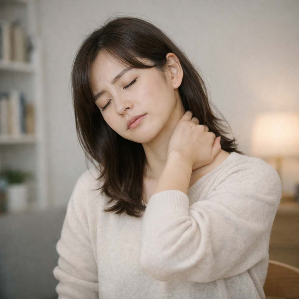 불안으로 인한 근육 긴장을 느끼는 모습