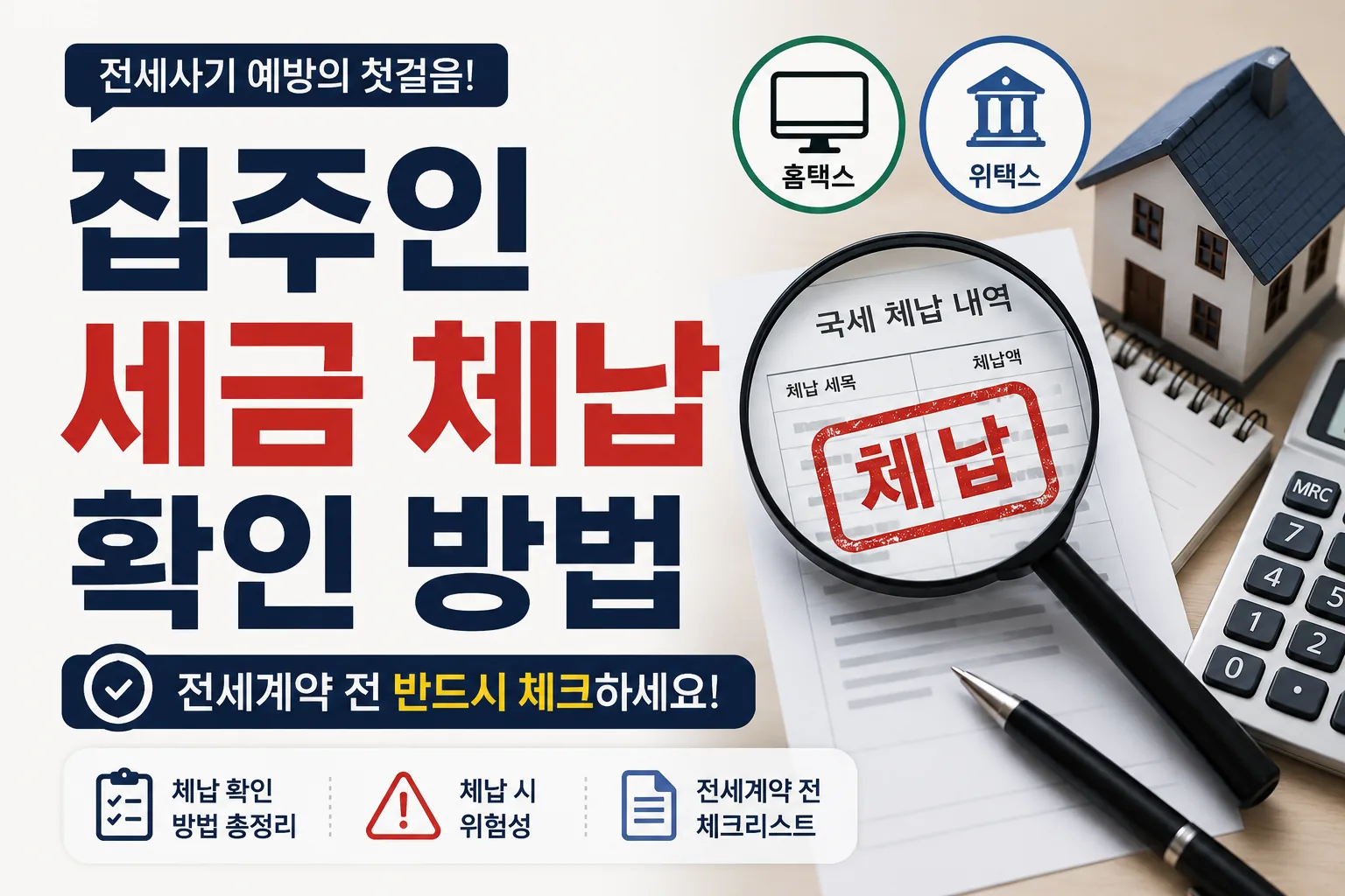 집주인 세금 체납 확인 방법과 전세계약 전 체크사항을 설명하는 전세사기 예방 썸네일