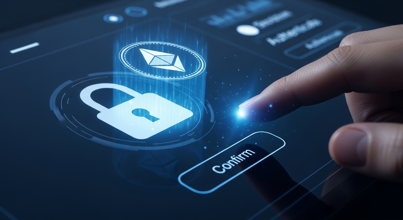 잠금 아이콘과 암호화폐 심볼이 있는 디지털 화면. 2단계 인증으로 보안을 강화하는 모습을 나타냅니다.