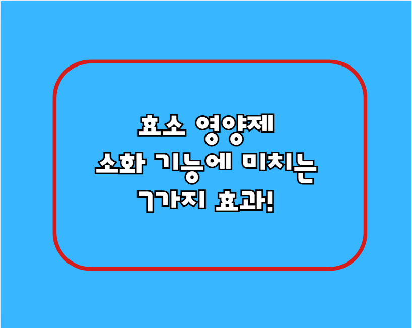 효소 영양제, 소화 기능에 미치는 7가지 효과!
