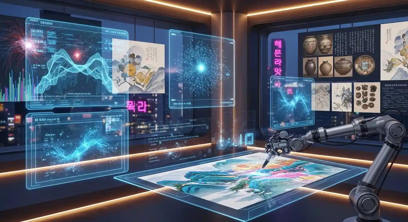 <img src="ai_creates_art_through_algorithmic_learning.webp" alt="AI 알고리즘이 예술을 창조하는 미래적 장면을 표현한 이미지 입니다">