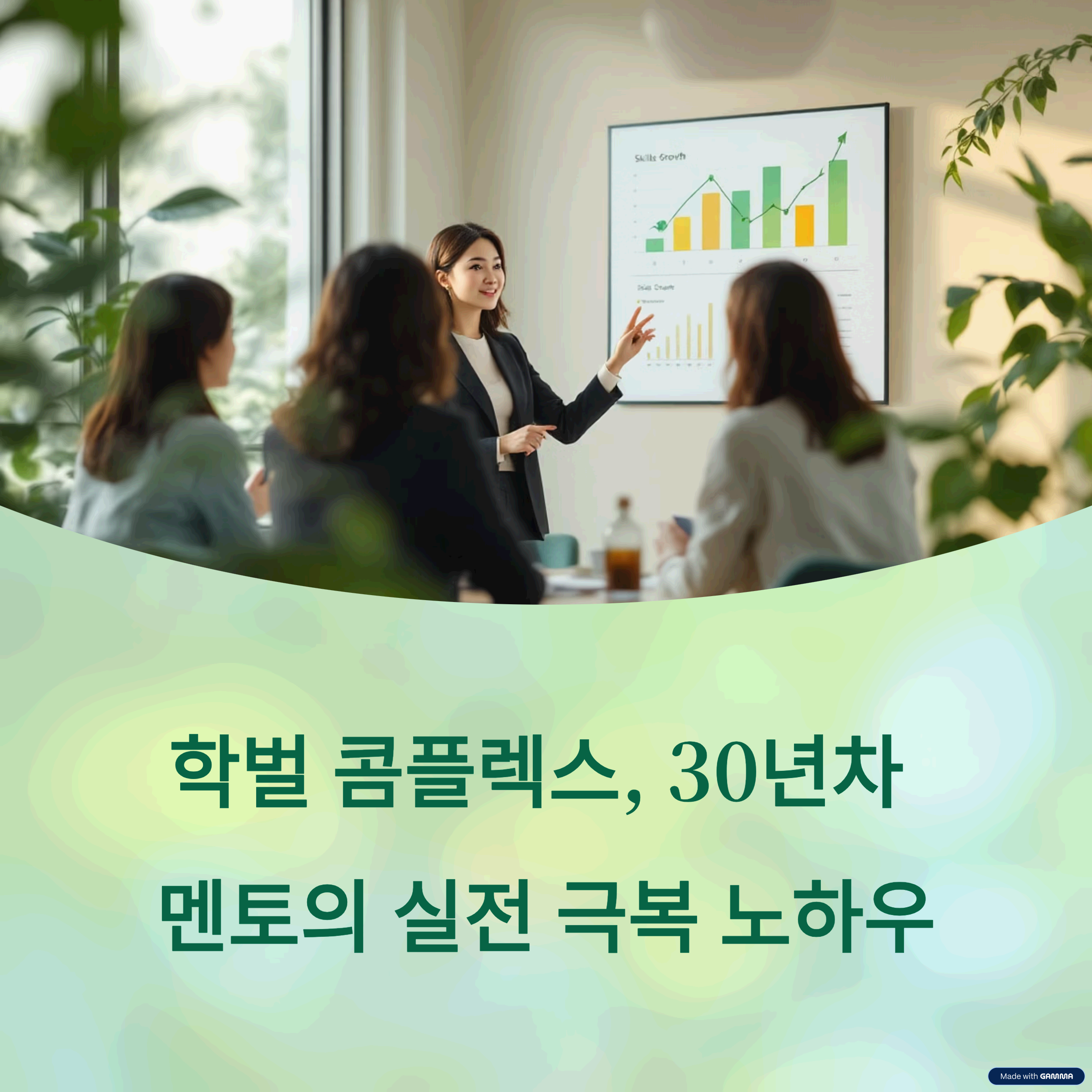 person leading presentation showing skills growth charts