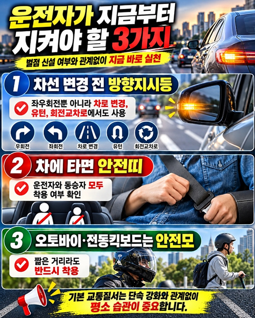 26년 10월부터 달라지는 교통법규 위반 벌점