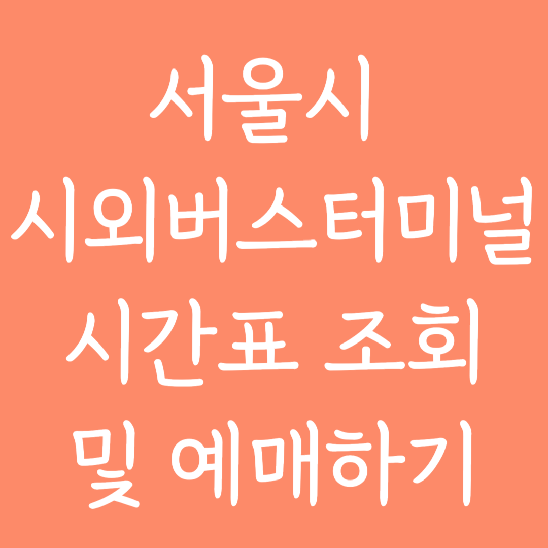 서울시 시외버스터미널 시간표 조회 및 예매하기