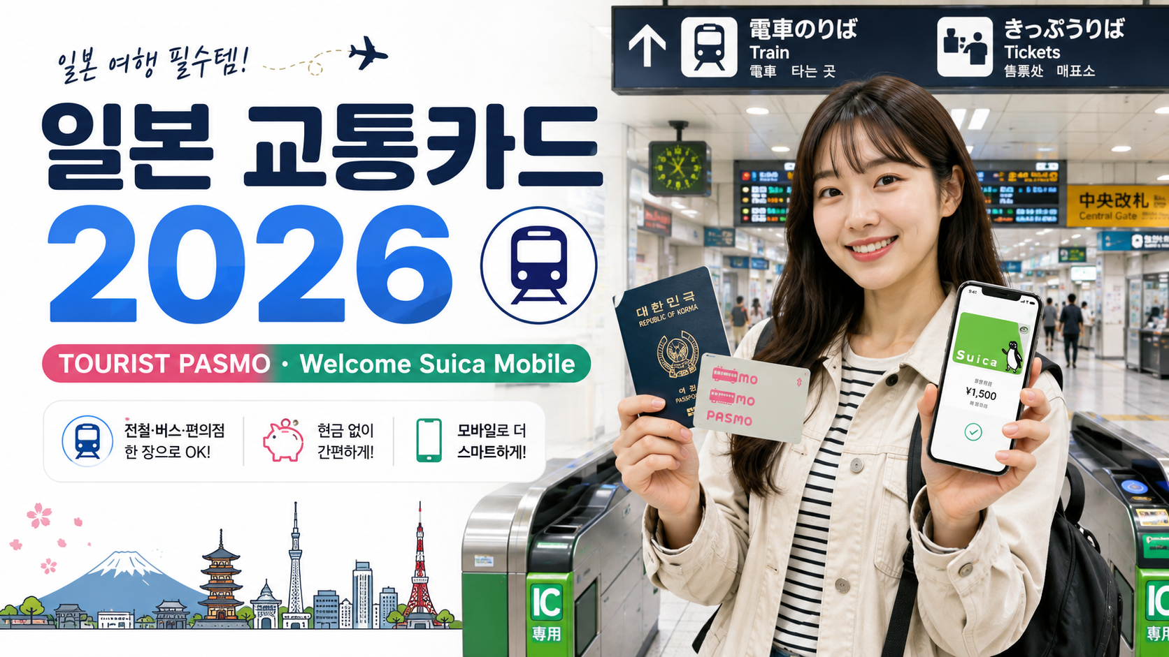 일본 교통카드 2026|TOURIST PASMO·Welcome Suica Mobile·아이폰 사용법 총정리