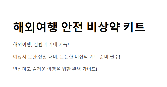 여행 시 비상약 리스트