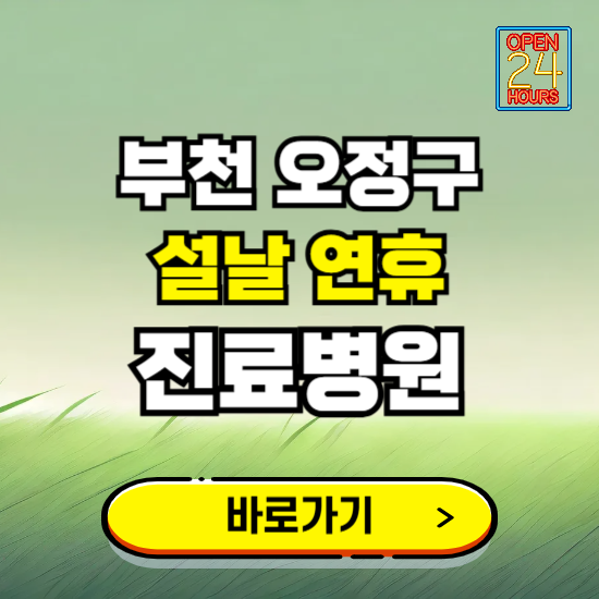 부천시 오정구 설날 연휴 진료병원 찾기 ❘ 24시 응급 야간 심야 문여는 병원