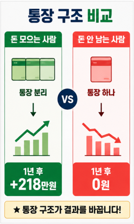 월급 관리 구조 통장 분리 비교 이미지