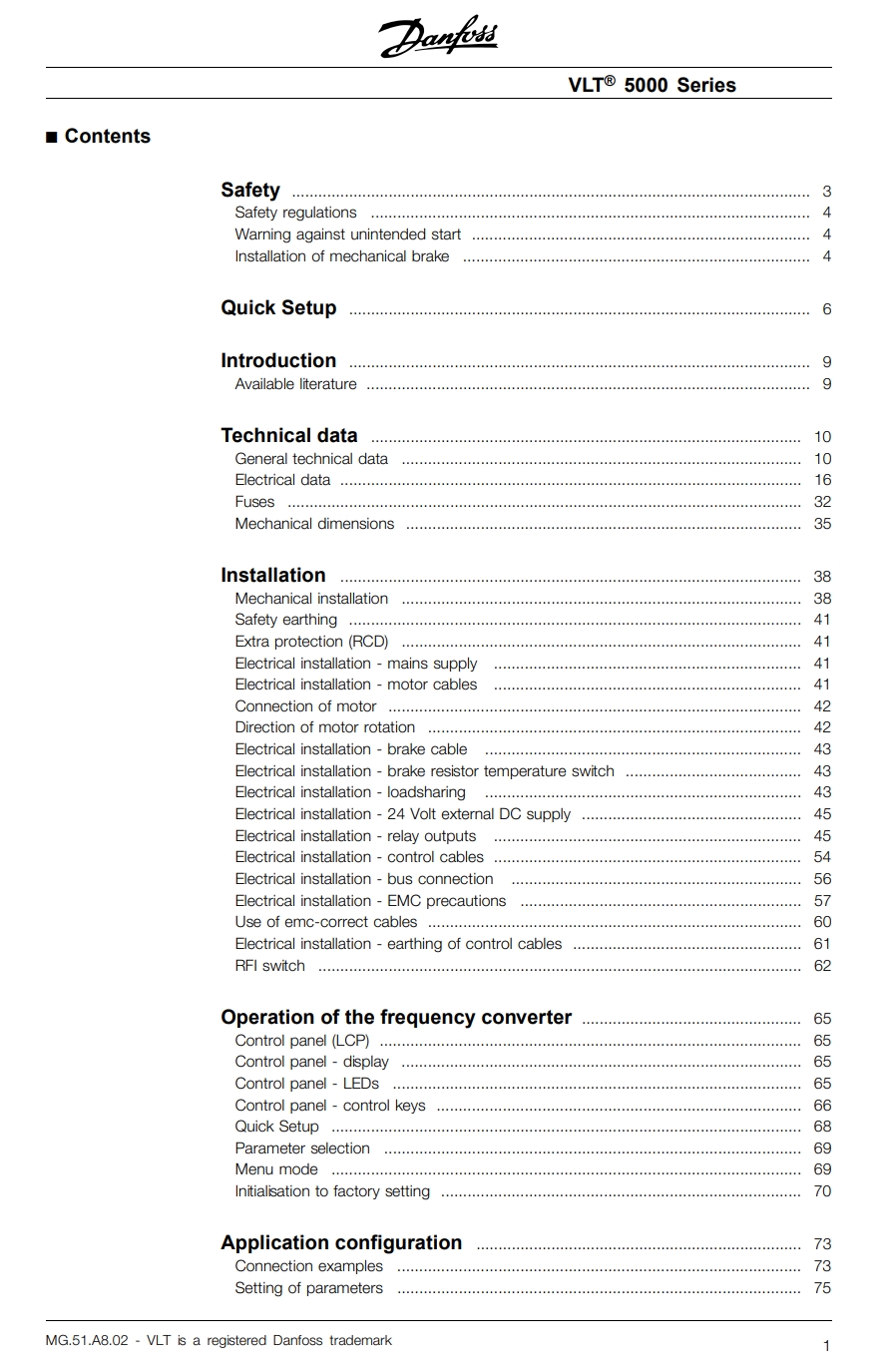 댄포스(Danfoss) 인버터 VLT5000 메뉴얼 다운로드