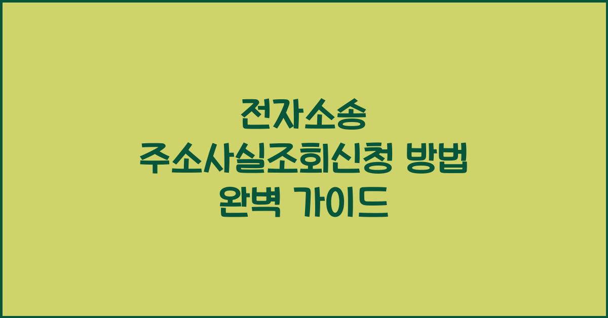 전자소송 주소사실조회신청 방법
