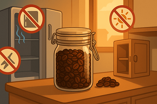 밀폐용기에 보관 된 커피 원두 웹툰