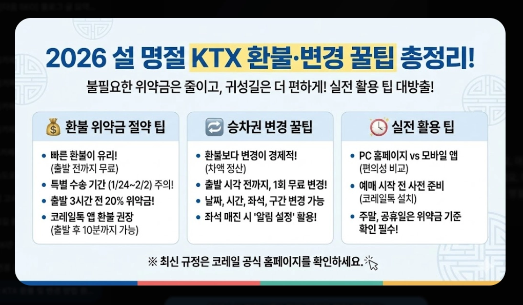 명절 KTX 환불 및 변경 방법 완벽 가이드