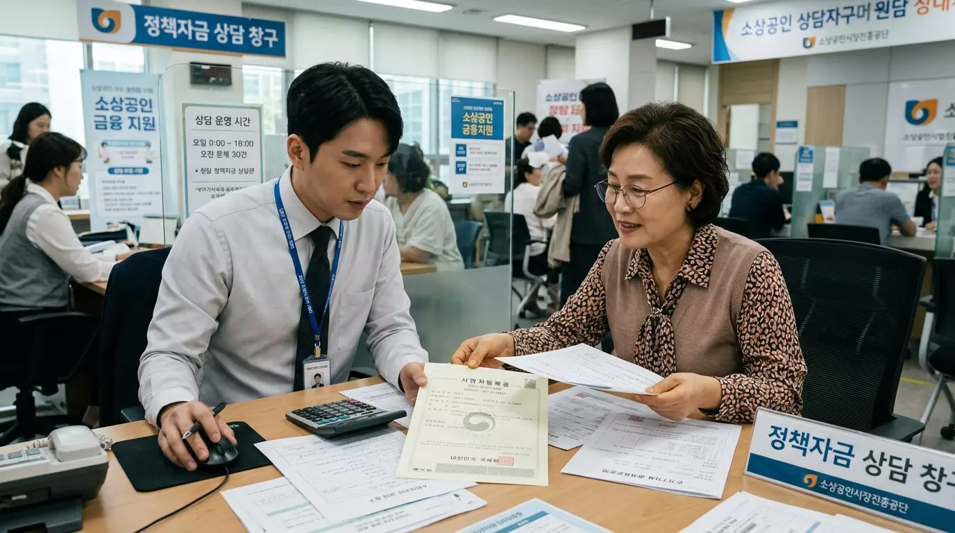정책자금 신청 서류를 점검하는 장면
