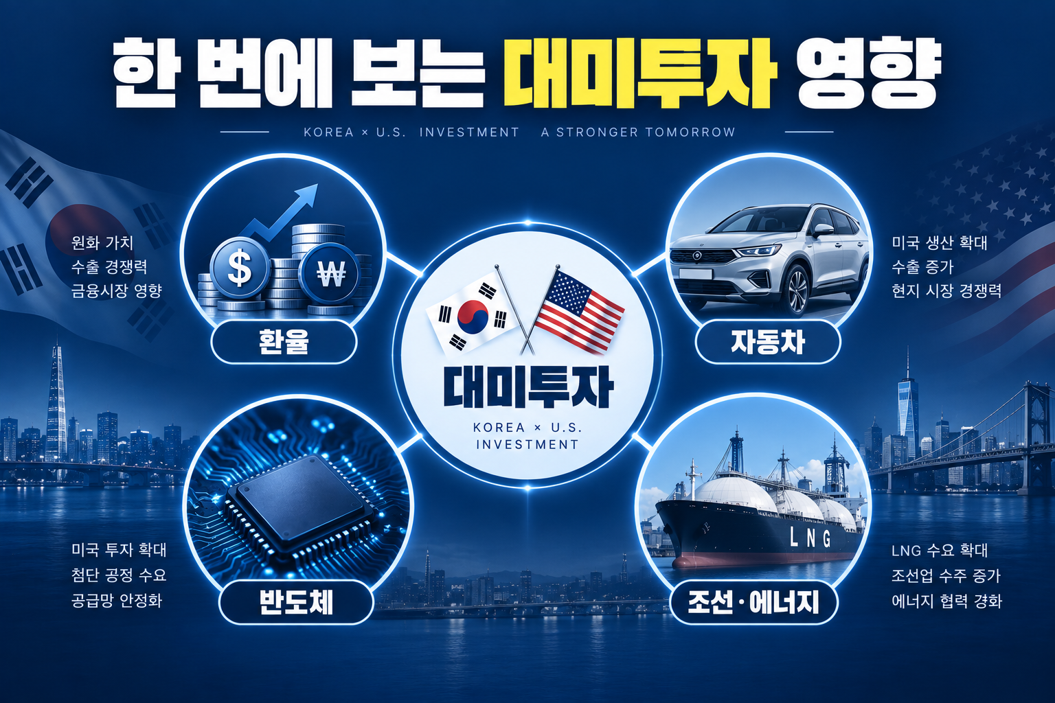 대미투자가 원달러 환율 자동차 반도체 조선 에너지 산업에 미치는 영향