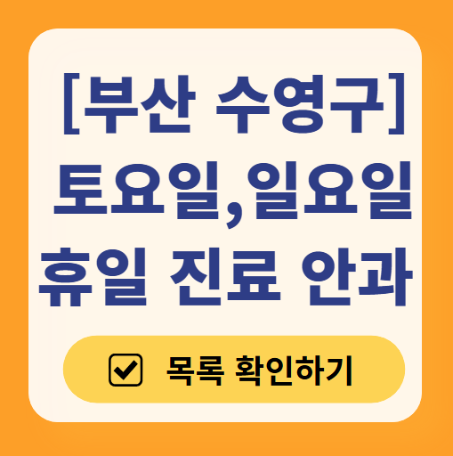 부산 수영구 일요일 문 여는 안과 목록 ❘ 토요일, 주말, 공휴일 진료 영업 병원 찾기