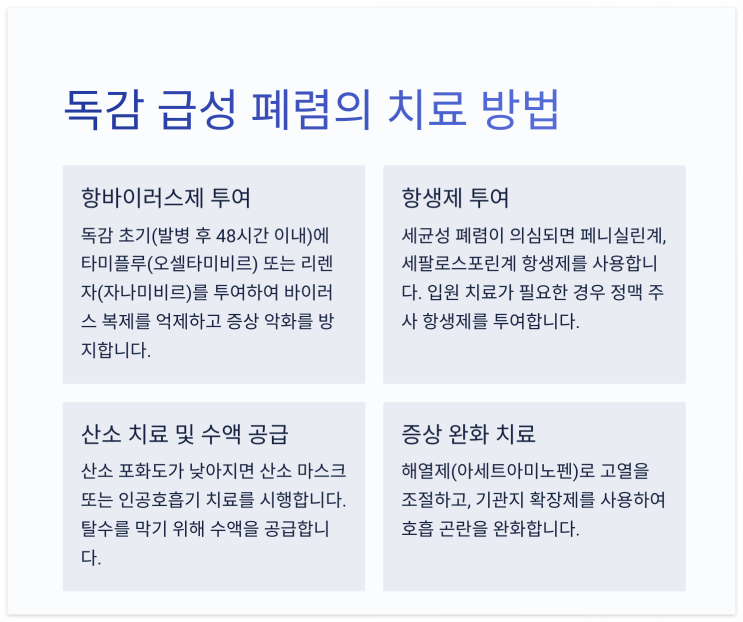 폐렴-치료 방법-항바이러스제-항생제-산소치료