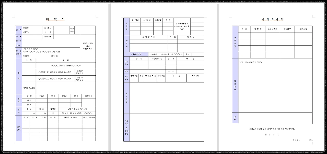 자기소개서 포함 이력서