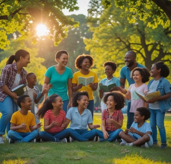 어린이와 어른이 같이 있는 사진