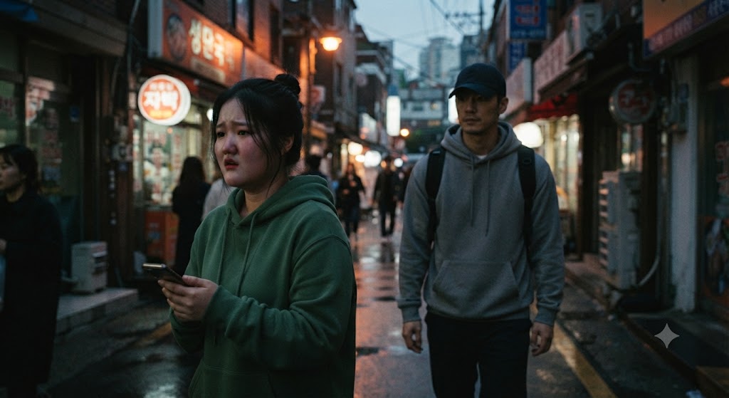 낯선 남자가 스토킹하는 모습