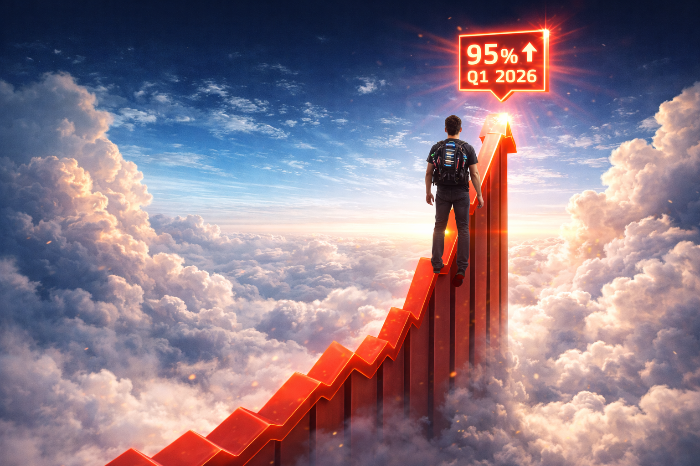 2026년 1분기 90% 이상의 기록적인 가격 상승률을 기록한 메모리 시세 변동 그래프.