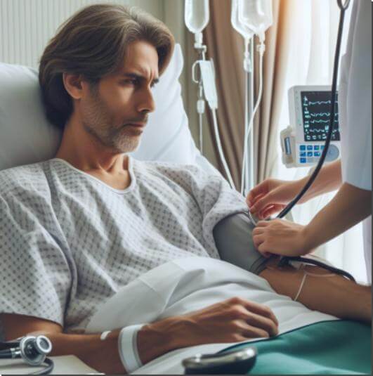 순환 장애로 입원한 남성