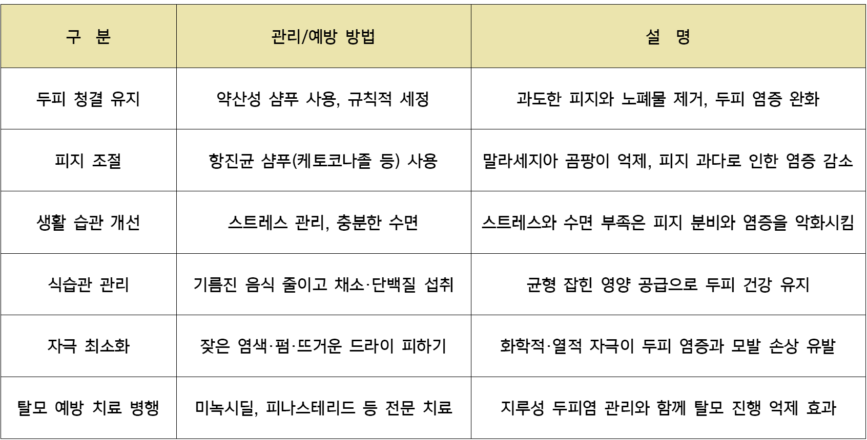 ❘ 한눈에 파악하기 ❘ 지루성 두피염 관리법 & 탈모 예방 전략