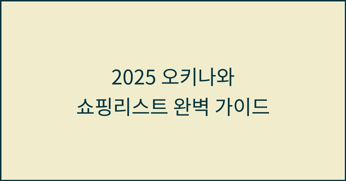 2025 오키나와 쇼핑리스트