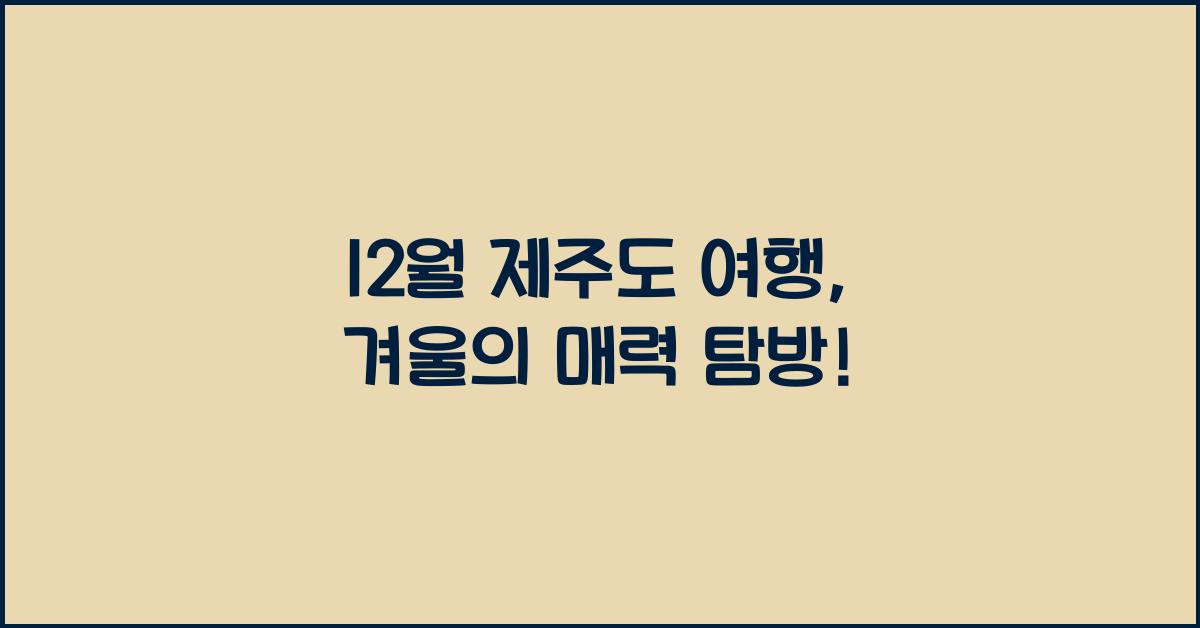 12월 제주도 여행