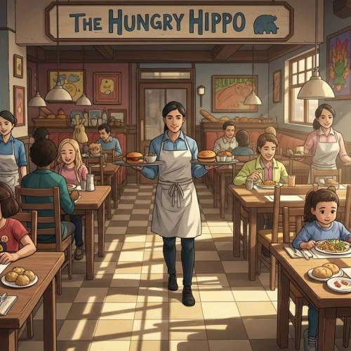 패밀리 레스토랑에서 식사하는 사진