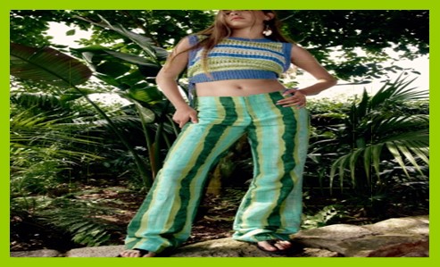 스트라이프 플레어 팬츠