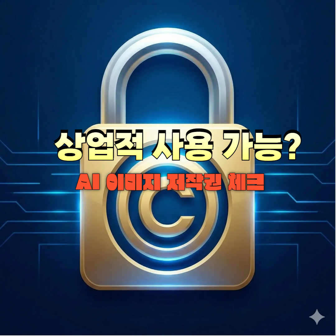 AI 이미지 상업적 사용과 저작권을 상징하는 자물쇠 일러스트 썸네일