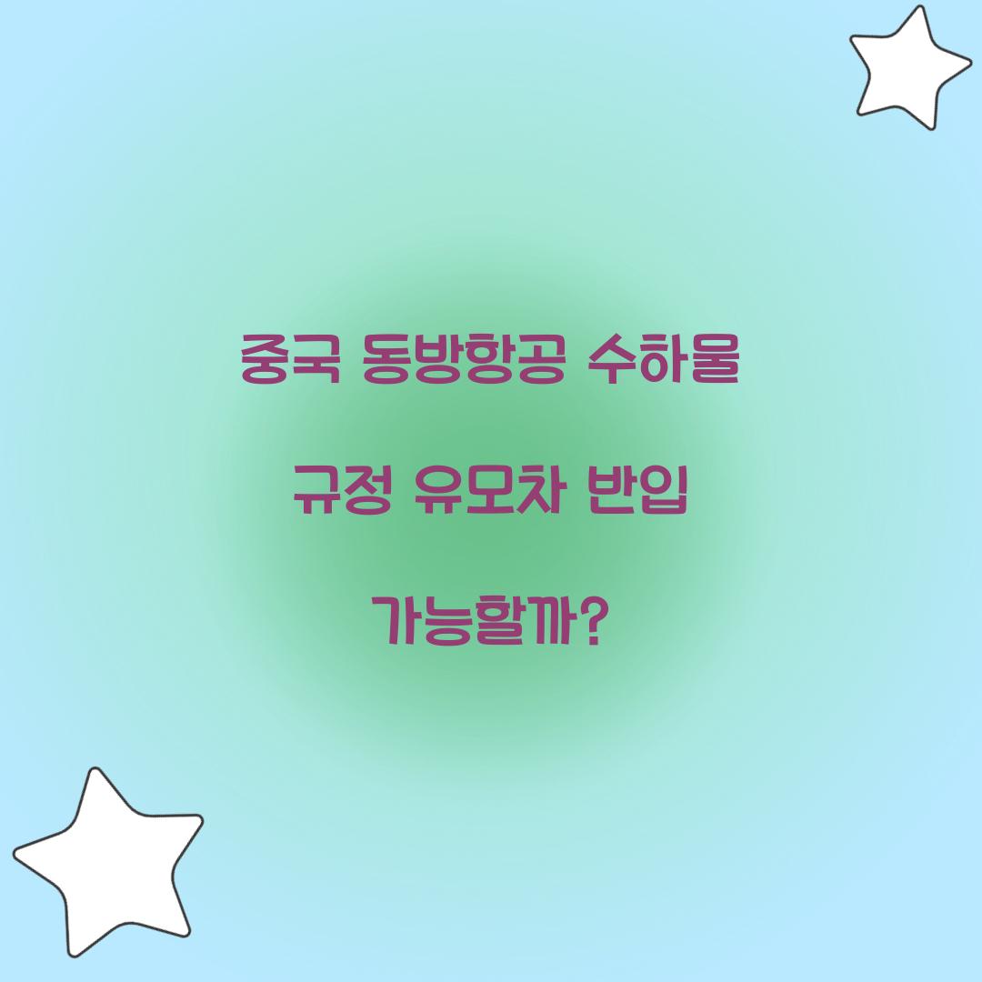 중국 동방항공 수하물 규정 유모차 반입 가능할까? 