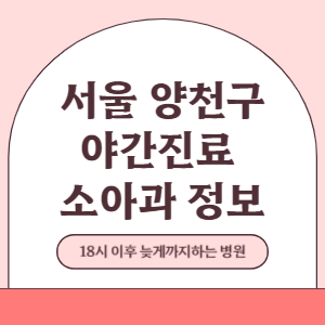 서울 양천구 야간진료 소아과 병원 (18시 이후 늦게까지하는 병원)