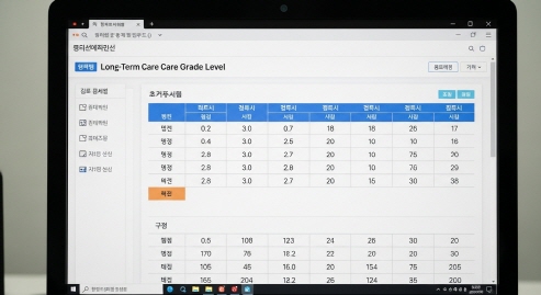 장기요양등급 등급표 출력 화면&amp;#44; 모니터 보기