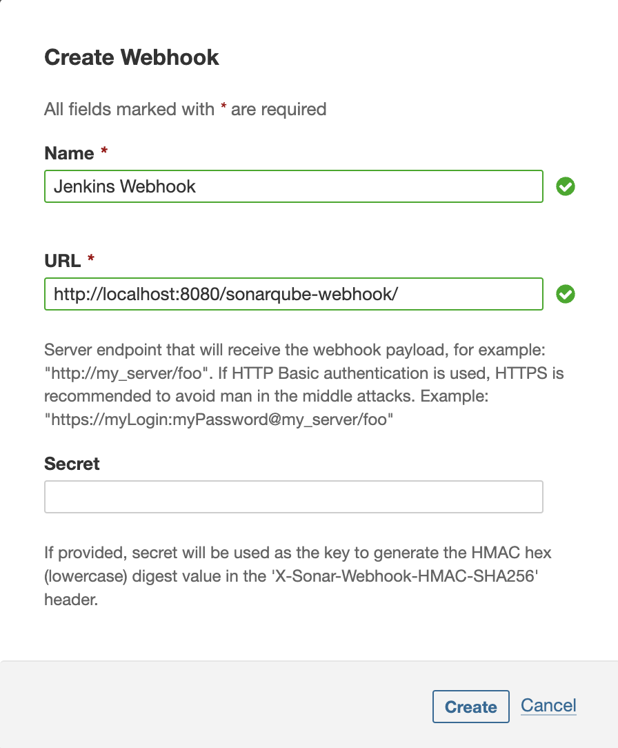Create SonarQube Webhook