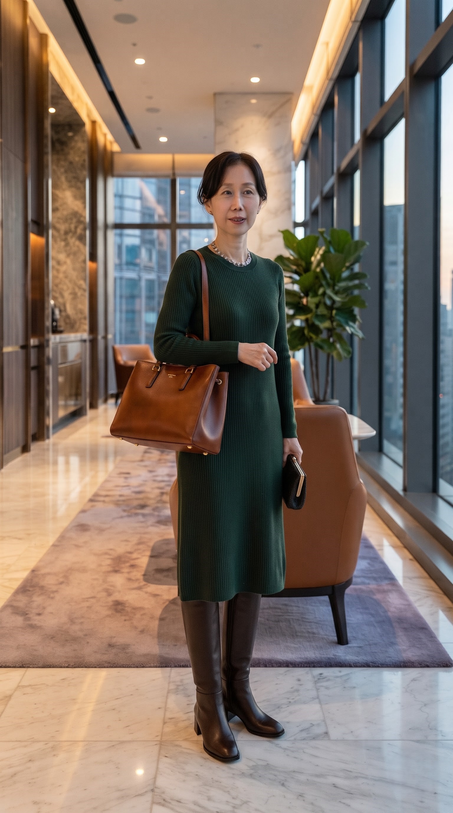 롱부츠와 브라운 가방으로 완성한 가을 원피스 코디

내용: 롱부츠와 브라운 가방이면 원피스도 가을 무드로 바뀝니다. 굽은 낮고 안정적으로 고르세요.