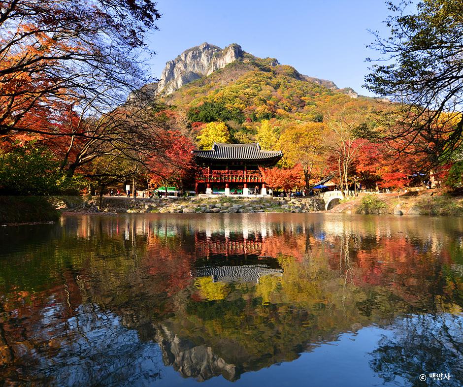 단풍시기의 백양사 쌍계루