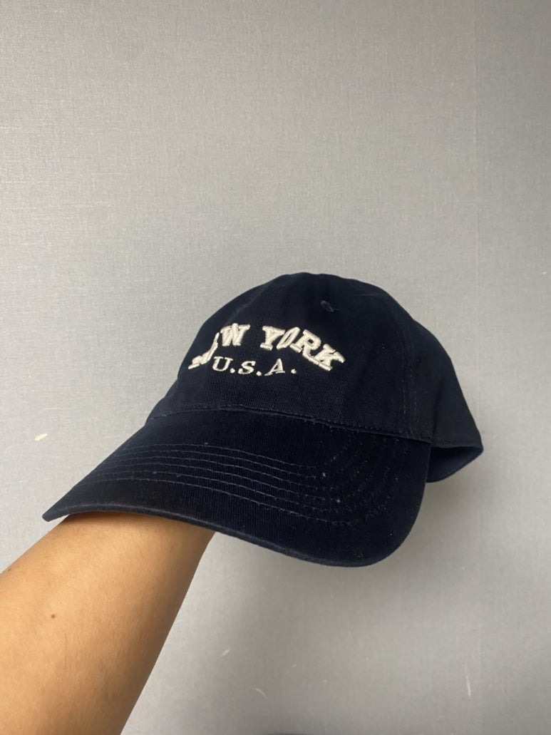 윅 WICK NEW YORK U.S.A 워싱 빈티지 볼캡 모자 야구모자 네이비