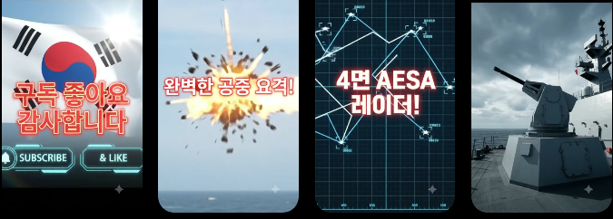초당 수십 발의 압도적인 화력을 뿜어내며 날아오는 모든 위협을 분쇄하는 CIWS-Ⅱ의 고속 개틀링 기관포 발사 장면