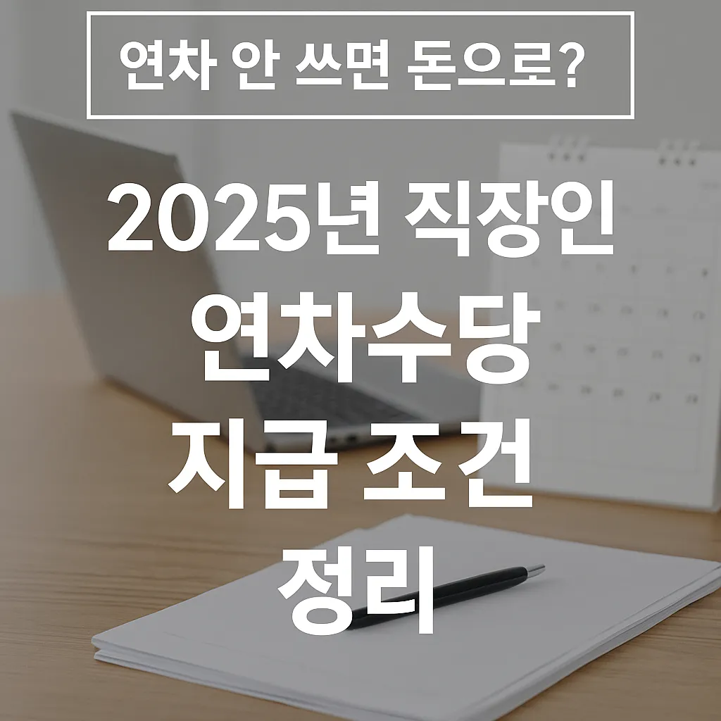 2025년 직장인 연차수당 완전 정리
