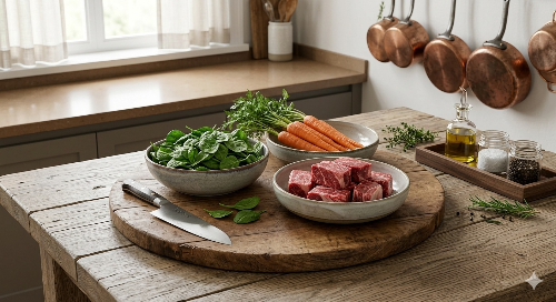 완료기 이유식 소고기 시금치 당근 진밥 재료 세팅 사진