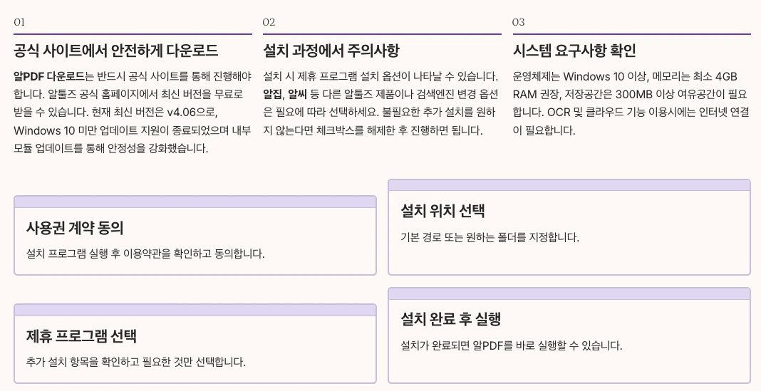 알PDF 무료 다운로드 및 설치 완전 가이드 내용 정리