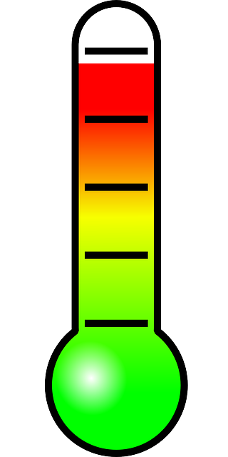 색으로 나타낸 온도계 이미지