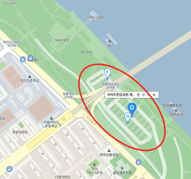 여의도 한강공원 제1주차장 위치