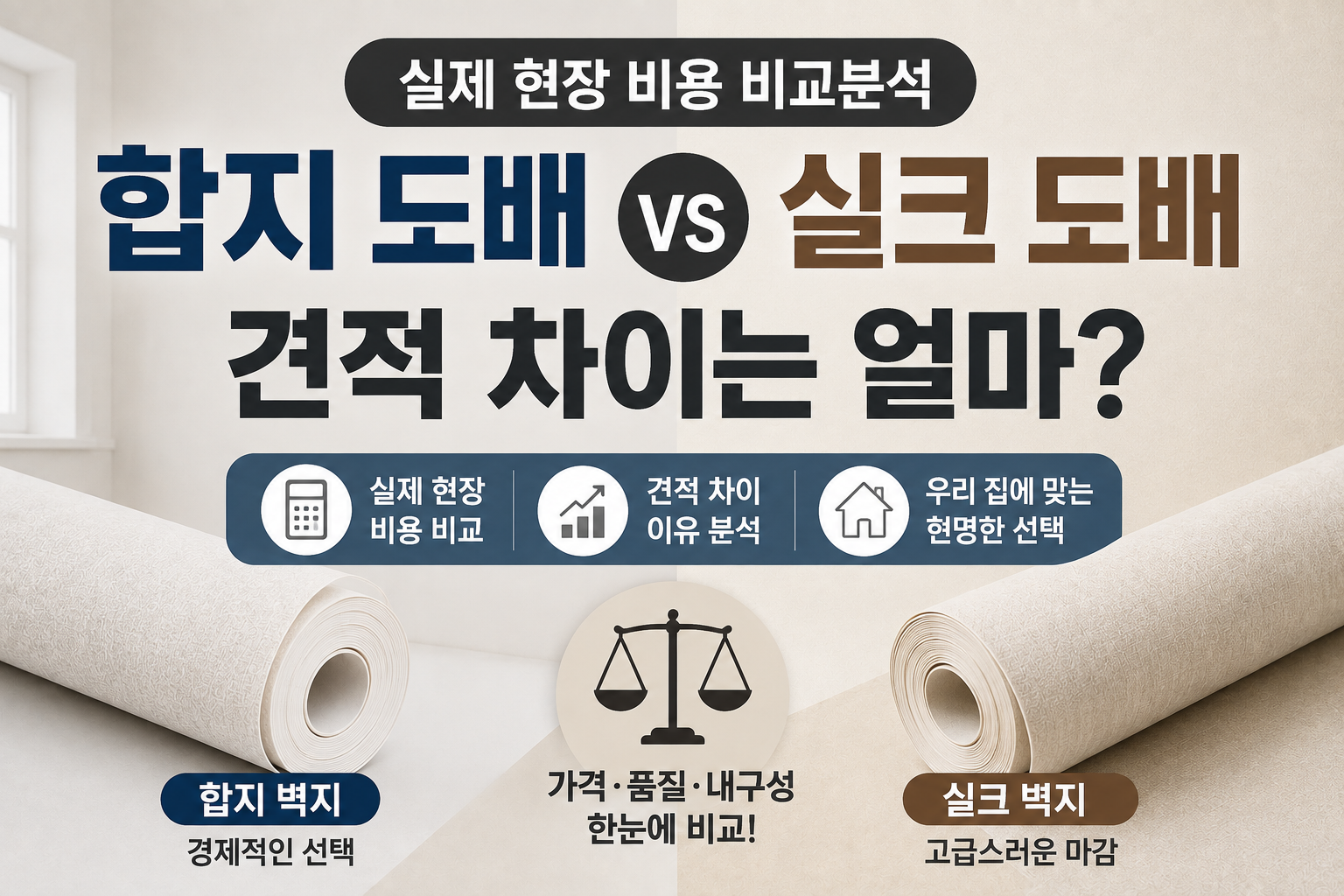 합지 도배 vs 실크 도배 견적 차이: 실제 현장 비용 비교분석