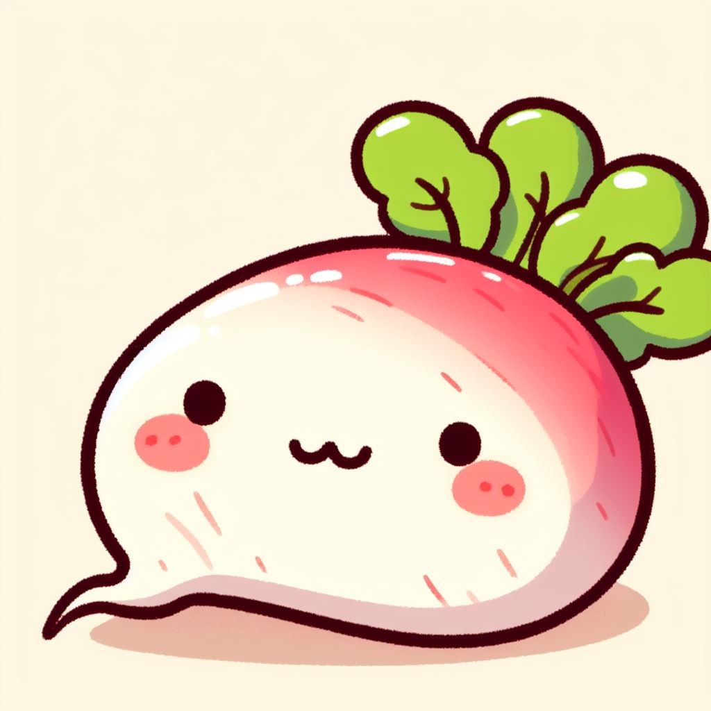 A_cute_radish_ with_ a_thick_ and_long_body_fresh_leaves