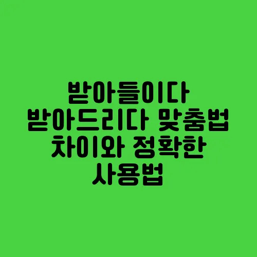 받아들이다 받아드리다 맞춤법 차이와 정확한 사용법