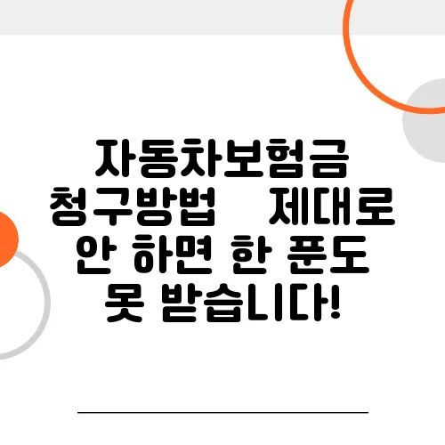 자동차보험금 청구방법 – 제대로 안 하면 한 푼도 못 받습니다!
